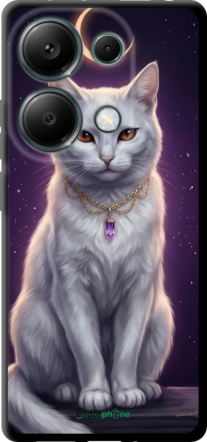 TPU чехол Mystic White Cat Gothic Dark Purple Gold для Xiaomi Poco M6 Pro - 6805b-3452 изображение 