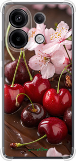 Силикон с усиленными углами чехол Вишня в шоколаде для Xiaomi Redmi Note 13 Pro 4G - 6698sp-3653 изображение 