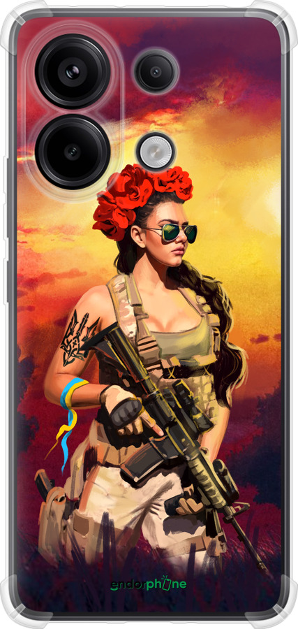 Силикон с усиленными углами чехол Украинка с оружием для Xiaomi Redmi Note 13 Pro 4G - 5316sp-3653 изображение 