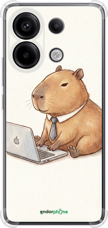 Силикон с усиленными углами чехол Funny Capybara CEO Working для Xiaomi Redmi Note 13 Pro 4G - 6777sp-3653 изображение 