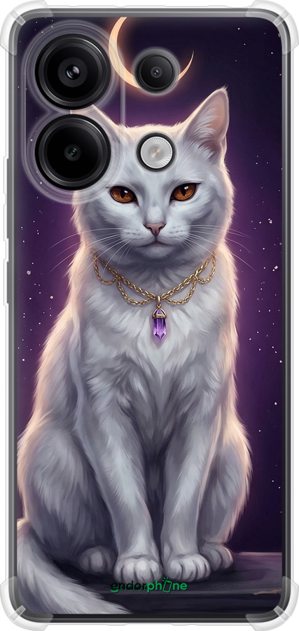 Силіконовий протиударний с посиленими кутами чехол Mystic White Cat Gothic Dark Purple Gold для Xiaomi Redmi Note 13 Pro 4G - 6805sp-3653 изображение 