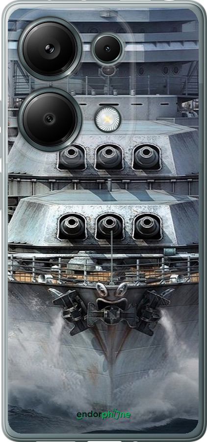 Силіконовий чехол Лінкор, world of tanks, wargaming, військовий корабель для Xiaomi Redmi Note 13 Pro 4G - 6453u-3653 изображение 