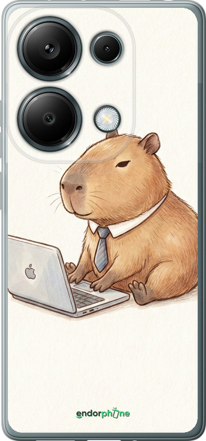 Силиконовый чехол Funny Capybara CEO Working для Xiaomi Poco M6 Pro - 6777u-3452 изображение 