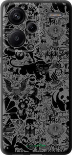 TPU чехол Чёрно-серый стикер бомбинг для Xiaomi Redmi Note 13 Pro Plus 5g - 2432b-3400 изображение 