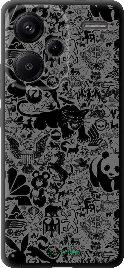 TPU чехол Чёрно-серый стикер бомбинг для Xiaomi Redmi Note 13 Pro Plus 5g - 2432b-3400 изображение 