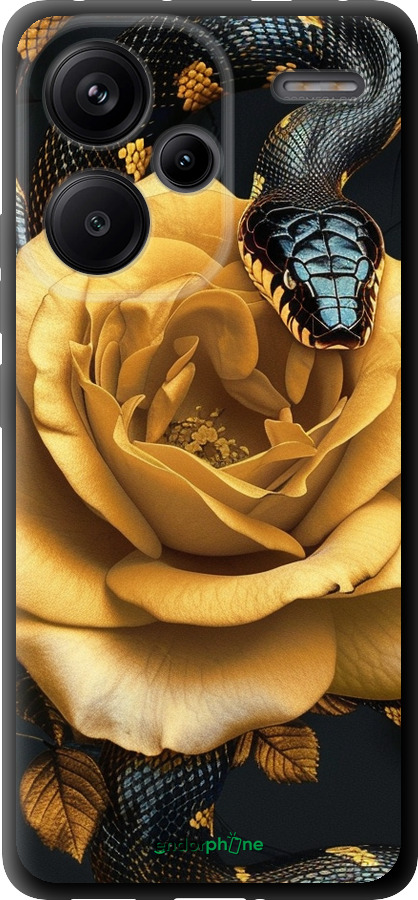 TPU чехол Black snake and golden rose для Xiaomi Redmi Note 13 Pro Plus 5g - 6068b-3400 изображение 