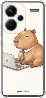 Силикон с усиленными углами чехол Funny Capybara CEO Working для Xiaomi Redmi Note 13 Pro Plus 5g - 6777sp-3400 изображение 
