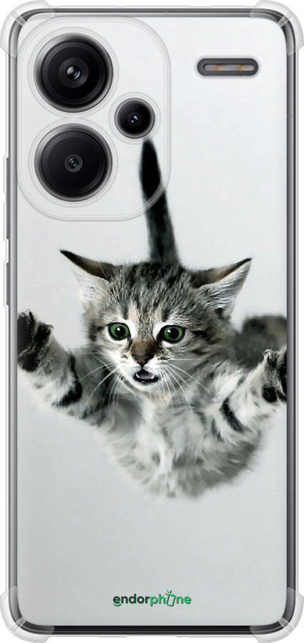 Силикон с усиленными углами чехол Летящий котёнок для Xiaomi Redmi Note 13 Pro Plus 5g - 2322sp-3400 изображение 