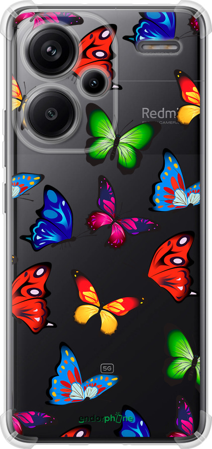 Силикон с усиленными углами чехол Красочные мотыльки для Xiaomi Redmi Note 13 Pro Plus 5g - 4761sp-3400 изображение 