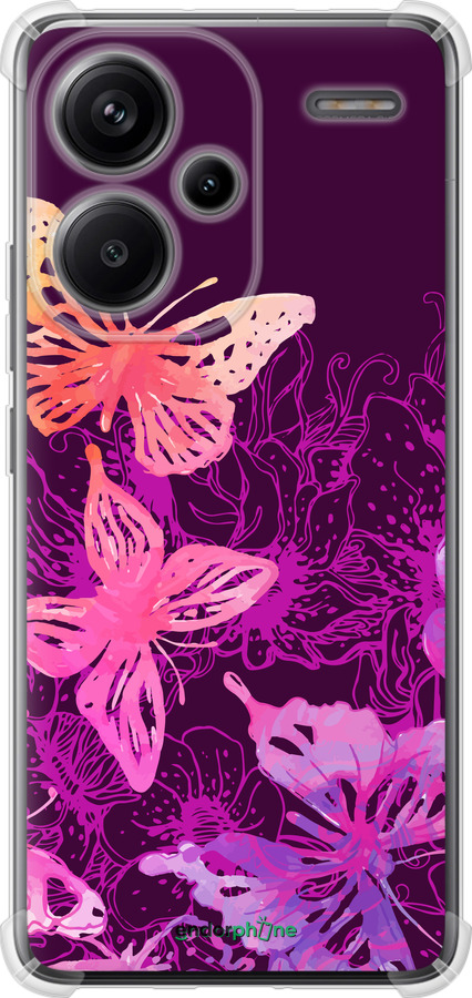 Силикон с усиленными углами чехол Бабочки v2 для Xiaomi Redmi Note 13 Pro Plus 5g - 5475sp-3400 изображение 