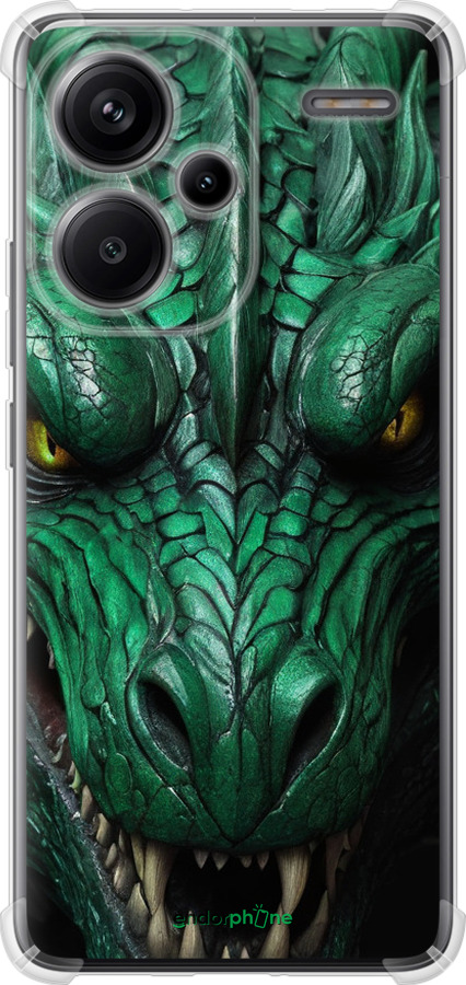 Силикон с усиленными углами чехол Зелёный дракон v2 для Xiaomi Redmi Note 13 Pro Plus 5g - 5817sp-3400 изображение 