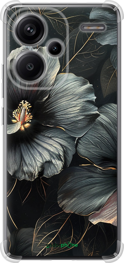 Силикон с усиленными углами чехол Черные цветы для Xiaomi Redmi Note 13 Pro Plus 5g - 6031sp-3400 изображение 