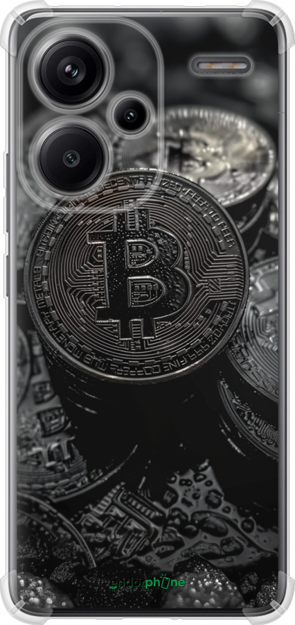 Силикон с усиленными углами чехол Black Bitcoin для Xiaomi Redmi Note 13 Pro Plus 5g - 6090sp-3400 изображение 
