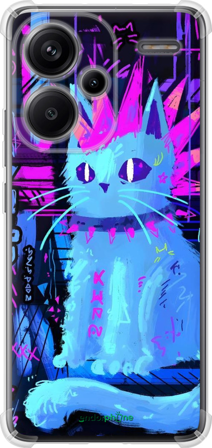 Силикон с усиленными углами чехол Кот панк для Xiaomi Redmi Note 13 Pro Plus 5g - 6311sp-3400 изображение 