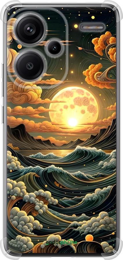 Силикон с усиленными углами чехол Арт волны для Xiaomi Redmi Note 13 Pro Plus 5g - 6332sp-3400 изображение 