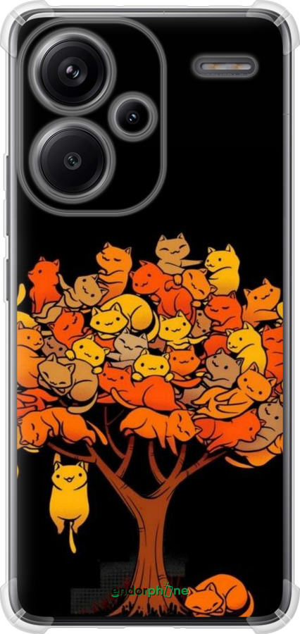 Силикон с усиленными углами чехол Дерево и котики для Xiaomi Redmi Note 13 Pro Plus 5g - 6516sp-3400 изображение 