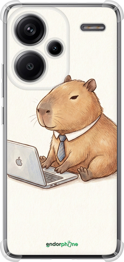 Силикон с усиленными углами чехол Funny Capybara CEO Working для Xiaomi Redmi Note 13 Pro Plus 5g - 6777sp-3400 изображение 
