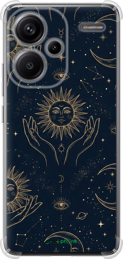 Силикон с усиленными углами чехол Celestial Harmony: Sun & Moon Gold Mystic Pattern для Xiaomi Redmi Note 13 Pro Plus 5g - 6778sp-3400 изображение 