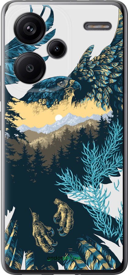 Силиконовый чехол Арт-орел на фоне природы для Xiaomi Redmi Note 13 Pro Plus 5g - 3983u-3400 изображение 