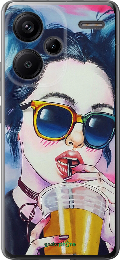 Силиконовый чехол Арт-девушка в очках для Xiaomi Redmi Note 13 Pro Plus 5g - 3994u-3400 изображение 