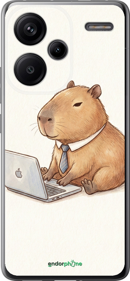 Силиконовый чехол Funny Capybara CEO Working для Xiaomi Redmi Note 13 Pro Plus 5g - 6777u-3400 изображение 