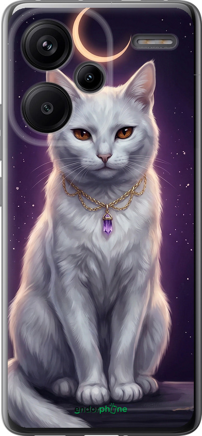 Силіконовий чехол Mystic White Cat Gothic Dark Purple Gold для Xiaomi Redmi Note 13 Pro Plus 5g - 6805u-3400 изображение 