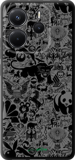 TPU чехол Чорно-сірий стікер бомбінг для Xiaomi Redmi Note 14 4G - 2432b-3903 изображение 