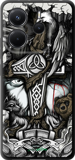 TPU чехол Тату Вікінг для Xiaomi Redmi Note 14 4G - 4098b-3903 изображение 