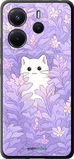 TPU чехол Котик в цветах для Xiaomi Redmi Note 14 4G - 6390b-3903 изображение 