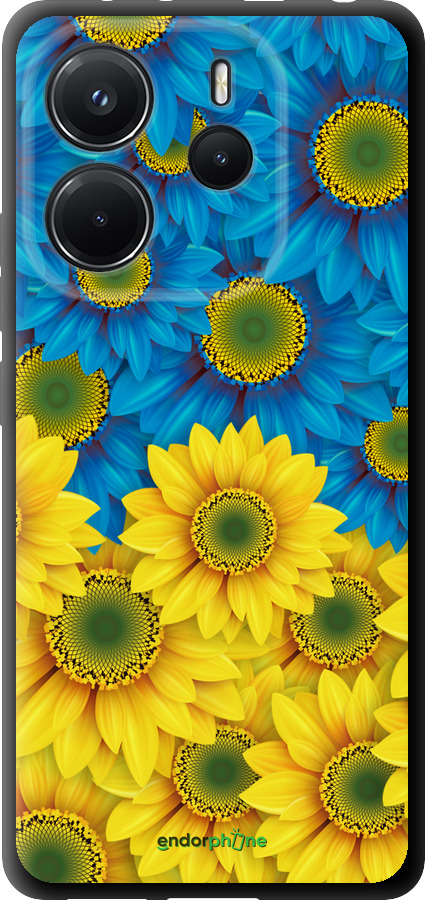 TPU чехол Жёлто-голубые цветы для Xiaomi Redmi Note 14 4G - 1048b-3903 изображение 