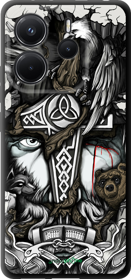 TPU чехол Тату Вікінг для Xiaomi Redmi Note 14 4G - 4098b-3903 изображение 