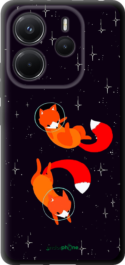 TPU чехол Лисички в космосе для Xiaomi Redmi Note 14 4G - 4519b-3903 изображение 