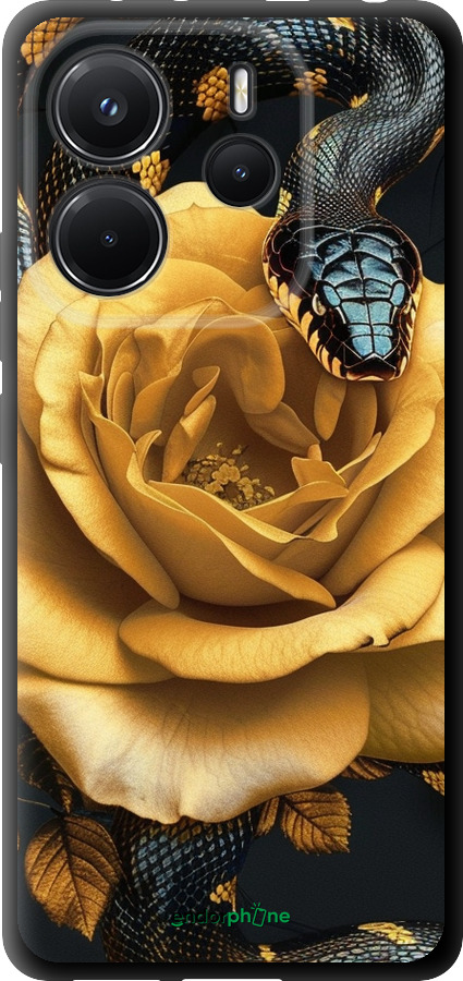 TPU чехол Black snake and golden rose для Xiaomi Redmi Note 14 4G - 6068b-3903 изображение 