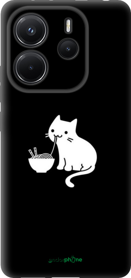 TPU чехол С милым котом на черном фоне для Xiaomi Redmi Note 14 4G - 6528b-3903 изображение 