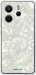 Силикон с усиленными углами чехол Белое кружево для Xiaomi Redmi Note 14 4G - 4383sp-3903 изображение 