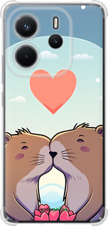 Силикон с усиленными углами чехол Капибара любовь для Xiaomi Redmi Note 14 4G - 6027sp-3903 изображение 