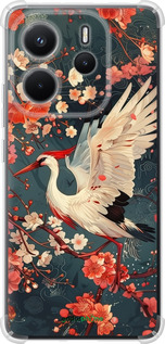 Силикон с усиленными углами чехол Сакура и аист для Xiaomi Redmi Note 14 4G - 6108sp-3903 изображение 