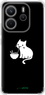 Силикон с усиленными углами чехол С милым котом на черном фоне для Xiaomi Redmi Note 14 4G - 6528sp-3903 изображение 