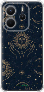 Силикон с усиленными углами чехол Celestial Harmony: Sun & Moon Gold Mystic Pattern для Xiaomi Redmi Note 14 4G - 6778sp-3903 изображение 