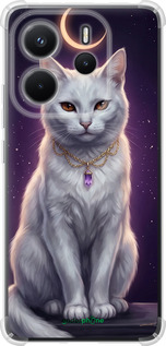 Силикон с усиленными углами чехол Mystic White Cat Gothic Dark Purple Gold для Xiaomi Redmi Note 14 4G - 6805sp-3903 изображение 