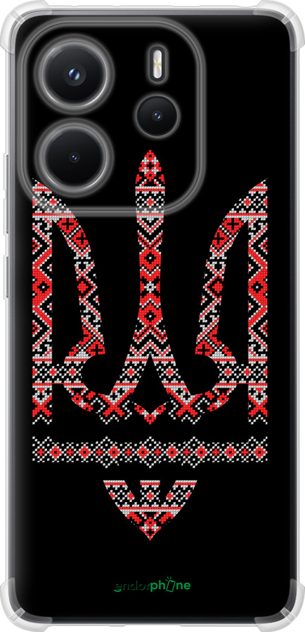Силикон с усиленными углами чехол Герб - вышиванка на черном фоне для Xiaomi Redmi Note 14 4G - 1196sp-3903 изображение 