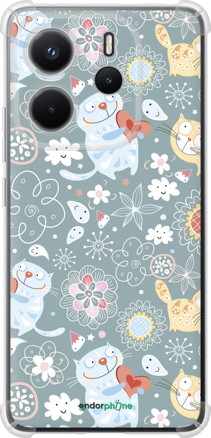 Силикон с усиленными углами чехол Котята v3 для Xiaomi Redmi Note 14 4G - 1223sp-3903 изображение 