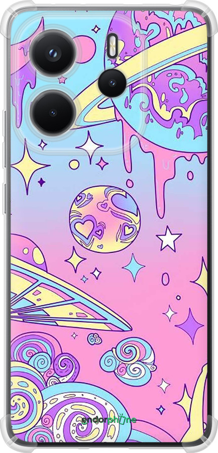Силикон с усиленными углами чехол Розовая галактика для Xiaomi Redmi Note 14 4G - 4146sp-3903 изображение 
