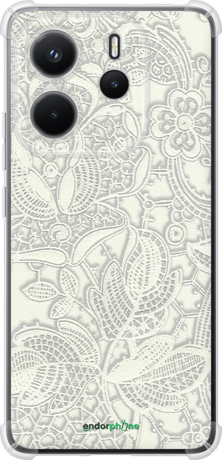 Силикон с усиленными углами чехол Белое кружево для Xiaomi Redmi Note 14 4G - 4383sp-3903 изображение 