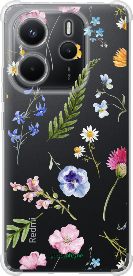 Силикон с усиленными углами чехол Цветочный фон v2 для Xiaomi Redmi Note 14 4G - 5472sp-3903 изображение 