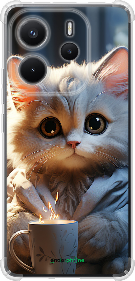 Силикон с усиленными углами чехол White cat для Xiaomi Redmi Note 14 4G - 5646sp-3903 изображение 