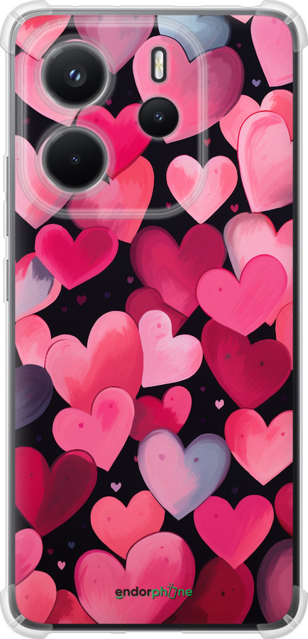Силикон с усиленными углами чехол Сердечки 4 для Xiaomi Redmi Note 14 4G - 5662sp-3903 изображение 