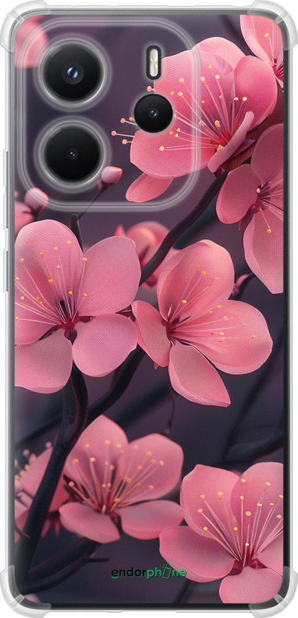 Силикон с усиленными углами чехол Пурпурная сакура для Xiaomi Redmi Note 14 4G - 6075sp-3903 изображение 