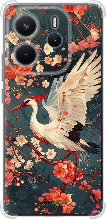 Силикон с усиленными углами чехол Сакура и аист для Xiaomi Redmi Note 14 4G - 6108sp-3903 изображение 