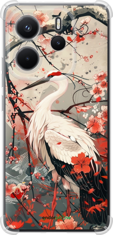Силикон с усиленными углами чехол Аист в цвету сакуры для Xiaomi Redmi Note 14 4G - 6109sp-3903 изображение 